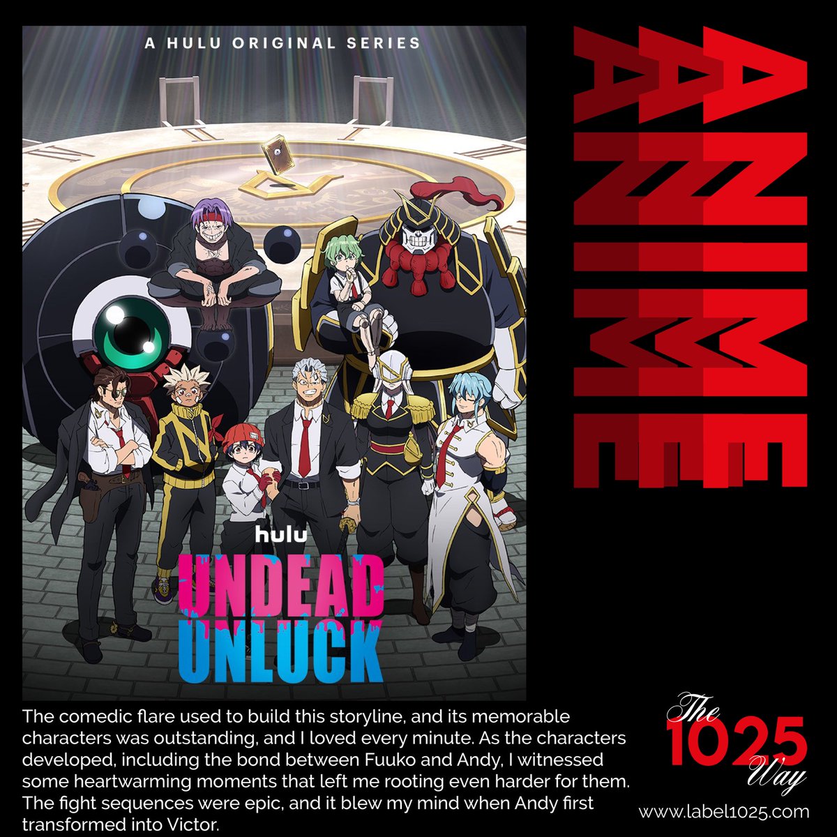 Label1025's tweet photo. https://t.co/7shauBT7gn
—————————————————————
#Label1025 #UndeadUnluck #FuukoIzumo #Andy #Victor #ShenXiang #Tatiana #action #adventure #anime #comedy #drama #fantasy #friendship #scifi #series #supernatural #superpowers #tv #DavidProduction #TMSEntertainment #Hulu #DisneyPlus https://t.co/TBdsXB5x2B
