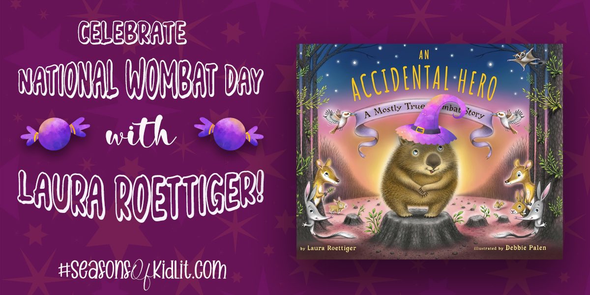 AuthorHMacht's tweet photo. Since tomorrow is #NationalWombatDay, we invited a heroic wombat to our Trick-Or-Treat party! 🖤🎃

Check out @ljrwritenow’s interview on #SeasonsOfKidLit.com! Get a closer look at her book, An Accidental Hero, &amp; enter to win her #bookgiveaway, too. 

https://t.co/PXb80pFBWD https://t.co/TM01W1dKJT