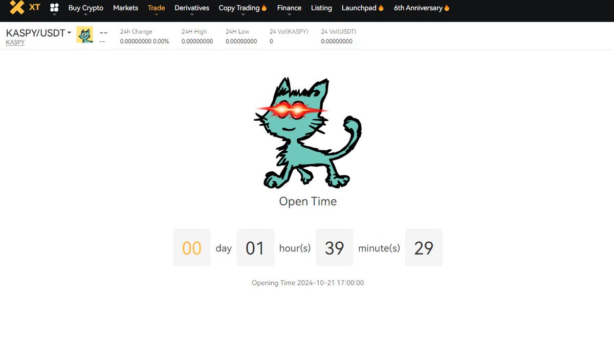 kaspy_io's tweet image. 🚨Exciting news, #KASPYfam! 

$KASPY is getting listed on XT Exchange in just 100 mins! 🐱🐱🐱

Get ready for the next big step for our three-legged kitty! 
#Kaspy #Crypto #XTExchange #MemeToken #CryptoCommunity