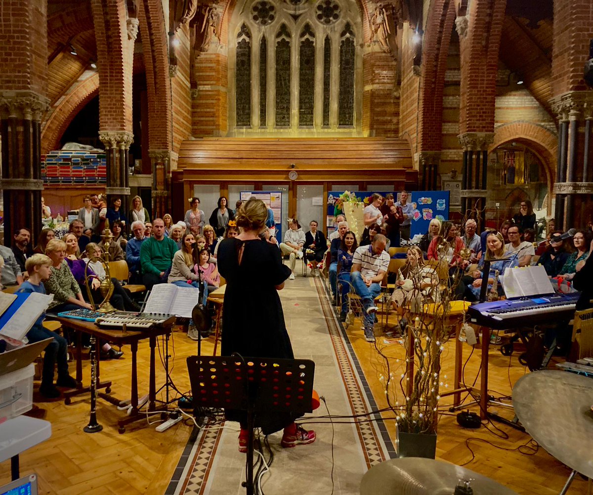 This was our view on Saturday evening - all our lovely participants and 40 Alices OF ALL AGES all together for a sneak preview of work they helped develop - touring UK Spring 2025 #thealiceproject premiere 20 March @ForestArtsNM <a href="/EnergiseMe_/">Energise Me</a>  Thank you <a href="/artscouncil/">Somerville Arts Council</a> @AdamGent1