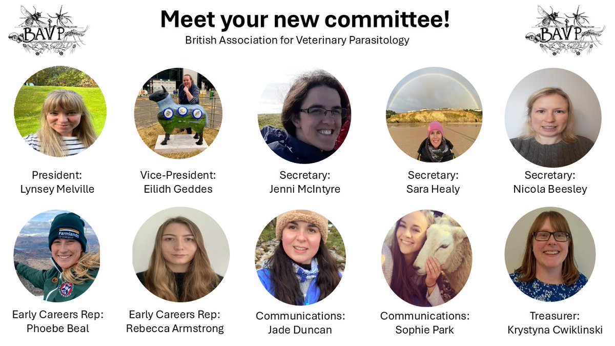 We are super excited to announce our new committee for the next 3 years! Some new and returning faces eager to continue the great work of <a href="/BAVet_Parasitol/">British Association for Veterinary Parasitology</a>. Keep your eyes peeled on here and on our website bavp.org.uk to learn more about our committee members 😀