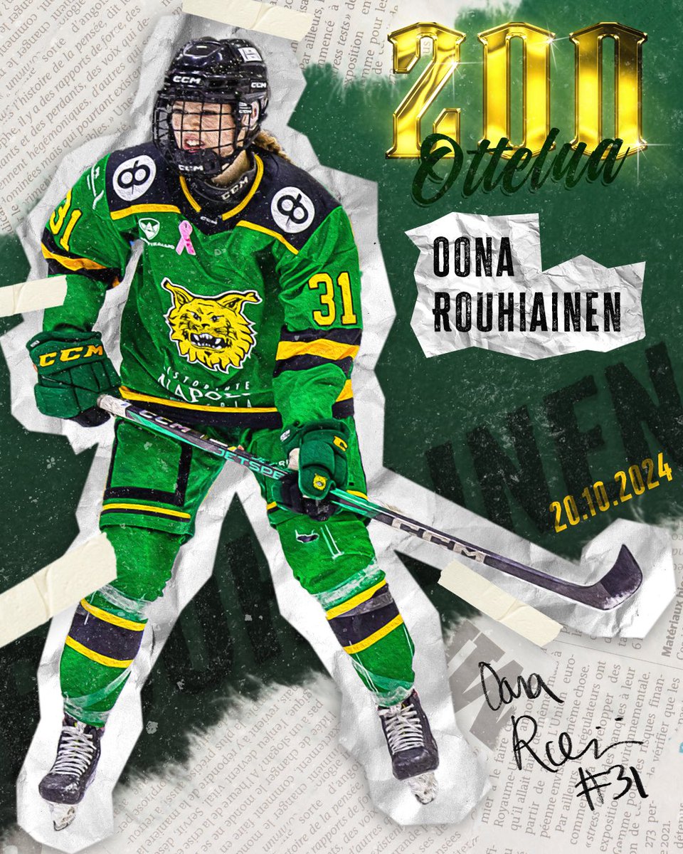 Oona Rouhiaisen 200:s ottelu pelattiin sunnuntaina Tesomalla! Paljon onnea Oona!

#ilvesnaisetliiga#wearetheueens#tupsukorvay#ilves