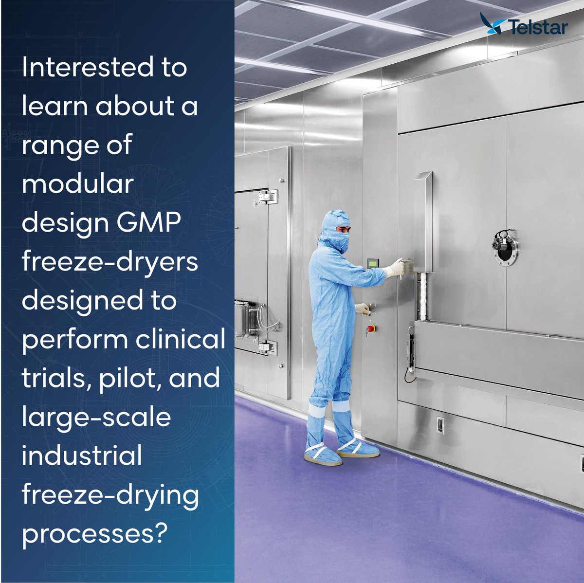 Telstar (@telstar_group) on Twitter photo Interested to learn about a range of modular design hashtag#GMP freeze-dryers designed to perform clinical trials, pilot, and large-scale industrial freeze-drying processes? 
 
lnkd.in/efmD4eYq Interested to learn about a range of modular design hashtag#GMP freeze-dryers designed to perform clinical trials, pilot, and large-scale industrial freeze-drying processes? 
 
lnkd.in/efmD4eYq