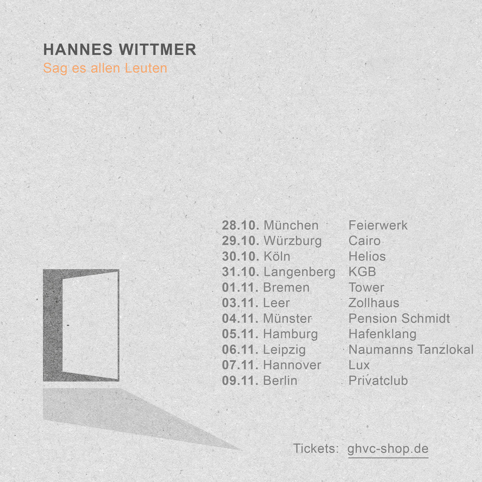 Ab nächster Woche unterwegs: Unser Freund Hannes Wittmer ❤️
Tickets: ghvc-shop.de