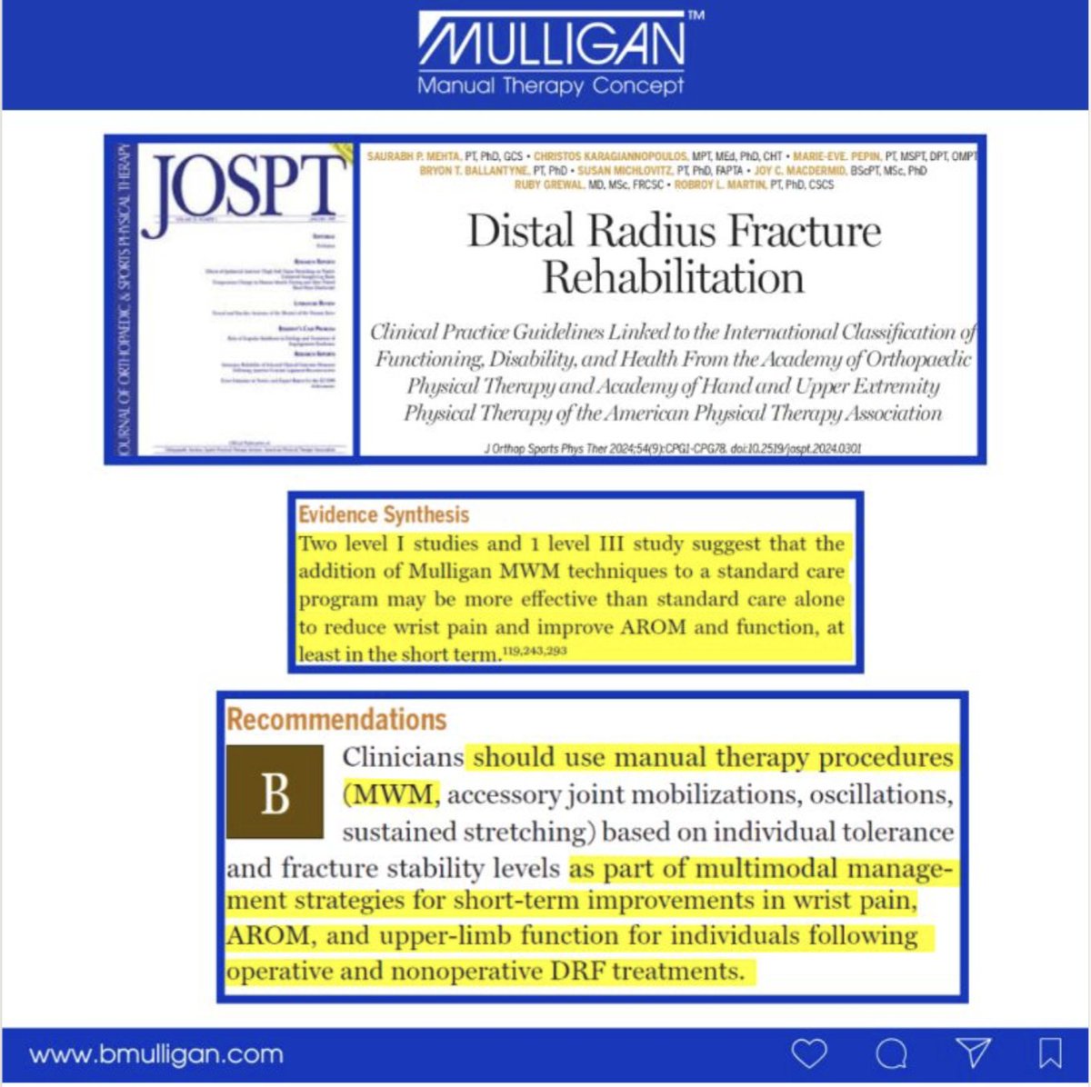 Mobilizations with Movement - manual therapy that makes sense
Safe efficient, comfortable evidence supported
Training delivered by accredited Mulligan instructors mulligancanada.com