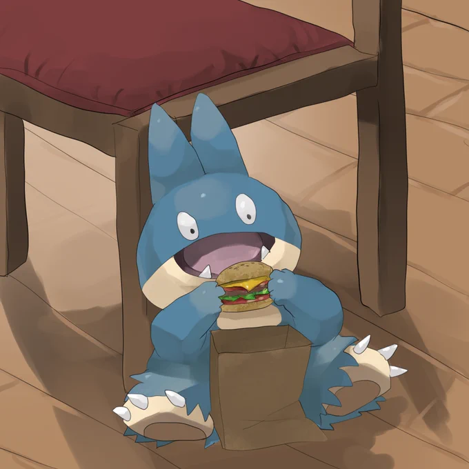 ハンバーガーを食べるポケモンをよく描きがち