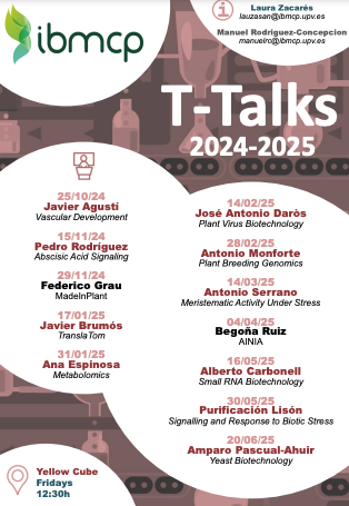 IBMCP's tweet photo. Vuelven nuestras #TTalks con el fin de que conozcáis qué están haciendo los distintos grupos del #IBMCP, empezamos este viernes con @agusti_lab, nos vemos el viernes a las 13:30h en el Cubo Amarillo 🟨 https://t.co/PtGG3wEnhx