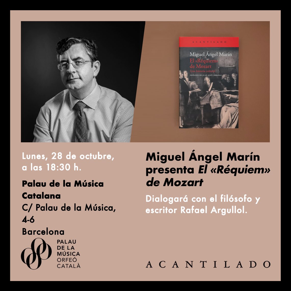 Para los amigos de Mozart en Barcelona, esta presentación os puede interesar. Es justo dentro de una semana en el ⁦⁦<a href="/palaumusicacat/">Palau de la Música Catalana</a>⁩ en diálogo con ⁦<a href="/RafaelArgullol/">Rafael Argullol</a>⁩: palaumusica.cat/ca/el-requiem-… CC: ⁦<a href="/Acantilado1999/">Acantilado</a>⁩