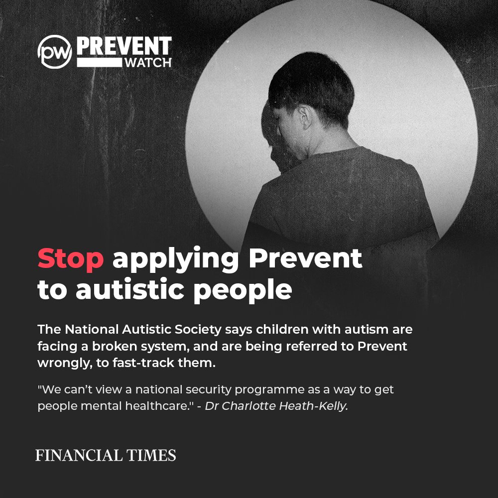 .<a href="/rcpsych/">Royal College of Psychiatrists</a> Psychiatrists working with counter-terrorism estimate people with <a href="/Autism/">National Autistic Society</a> account for about 13% of cases, against a population base-rate of 1%. 

Read the full investigation here: 
on.ft.com/3BNNZJP