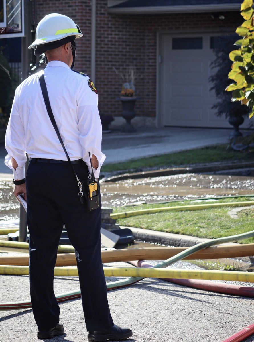 Pickering Fire Services o/s of a working house fire in Victor Ct, South Pickering area yesterday afternoon. Heavy fire conditions out of the garage on arrival, with major extension into the home. Multiple collapses, defensive and aerial operations. 

<a href="/pickeringfirefc/">Steve Boyd</a> <a href="/PPFA_L1632/">PPFA</a>