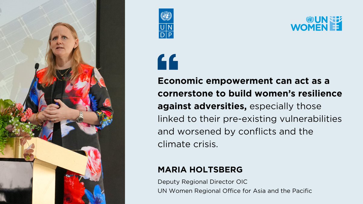 unwomenasia's tweet photo. UN Women &amp; @UNDPasiapac are joined by women leaders from #AsiaPacific for the #SheLeads Climate Resilience Regional Forum.

We will explore how economic empowerment can be a means to address the challenges faced by women in conflict &amp; crisis settings, worsened by climate change. https://t.co/ibk4II8XEz