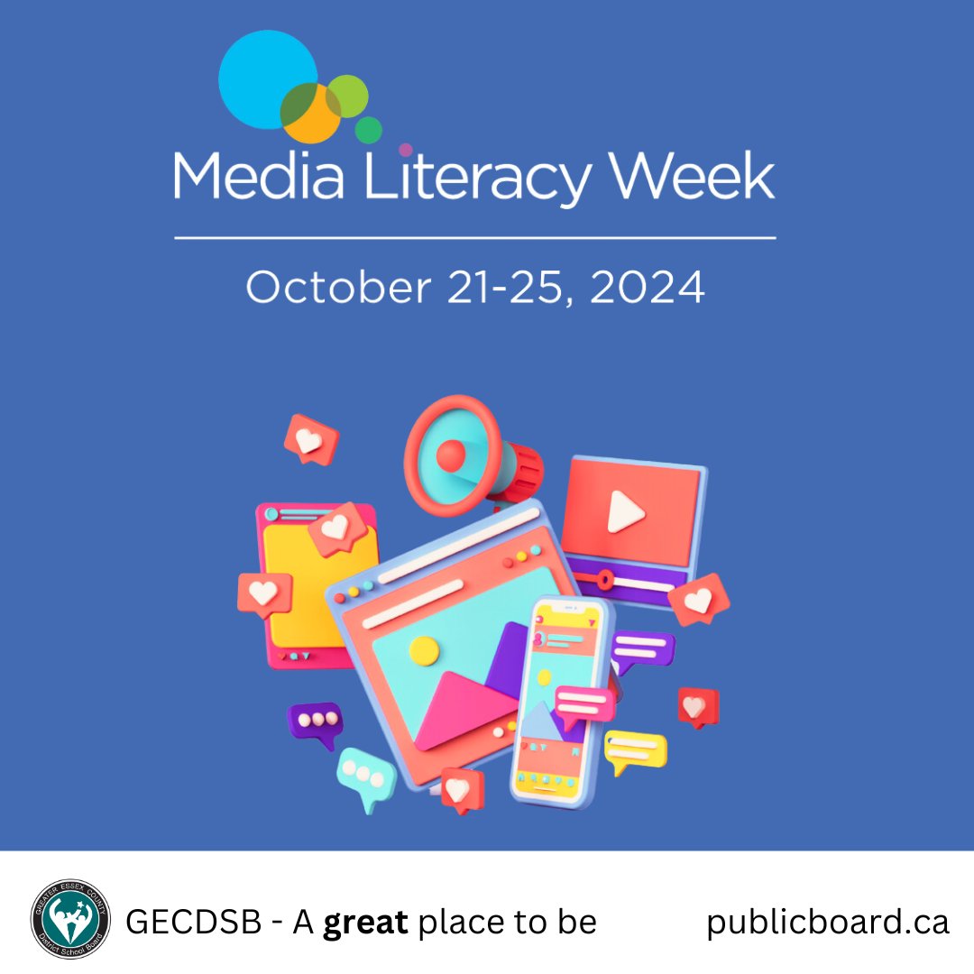 Media Literacy Week takes place from October 21st – 25th. This week is about teaching everyone to be a responsible digital citizen! That includes staying safe online, critically analyzing what is presented by the media, verifying information sources and more. 

Visit the