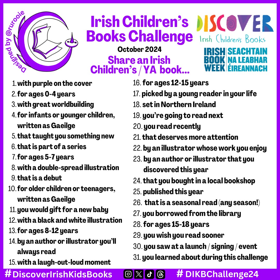 Discover Irish Children's Books (@irishkidsbooks) on Twitter photo Thanks to everyone who took part in this year's #DIKBChallenge24
We hope you enjoyed the experience and discovered some new Irish children's books too!
Thanks to <a href="/rurooie/">Ruth Ennis</a> who created the challenge and to <a href="/Triona_Campbell/">Triona Campbell: Mainly Updates only</a> and <a href="/sarahwebbishere/">Sarah Webb</a> for posting.
#DiscoverIrishKidsBooks Thanks to everyone who took part in this year's #DIKBChallenge24
We hope you enjoyed the experience and discovered some new Irish children's books too!
Thanks to <a href="/rurooie/">Ruth Ennis</a> who created the challenge and to <a href="/Triona_Campbell/">Triona Campbell: Mainly Updates only</a> and <a href="/sarahwebbishere/">Sarah Webb</a> for posting.
#DiscoverIrishKidsBooks