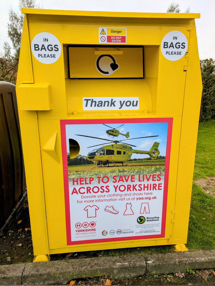 We're proud to have partnered with <a href="/YorkshireAirAmb/">Yorkshire Air Ambulance</a> &amp; now offer a clothing recycling option at the club
If you're having a clear out please feel free to donate any excess items
Can you ensure that your clothes are bagged up before putting them in the recycling bin thanks 👊🙏