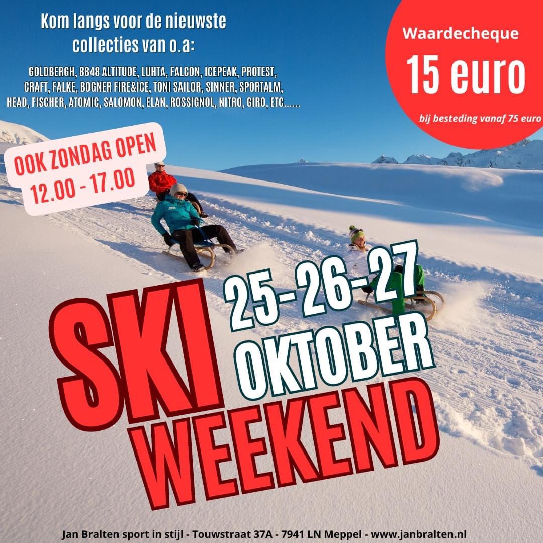 Kick off wintersportseizoen! Alle nieuwe collecties zijn binnen! Komend weekend gezellig met een hapje en een drankje en veel voordeel!