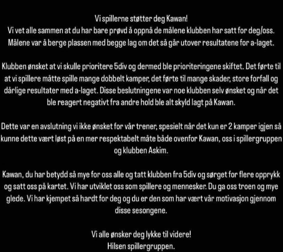EirikReime's tweet photo. @Norskfotball2 @askimfotballaf Spillergruppa er ikke happy! https://t.co/QlMa57je0w