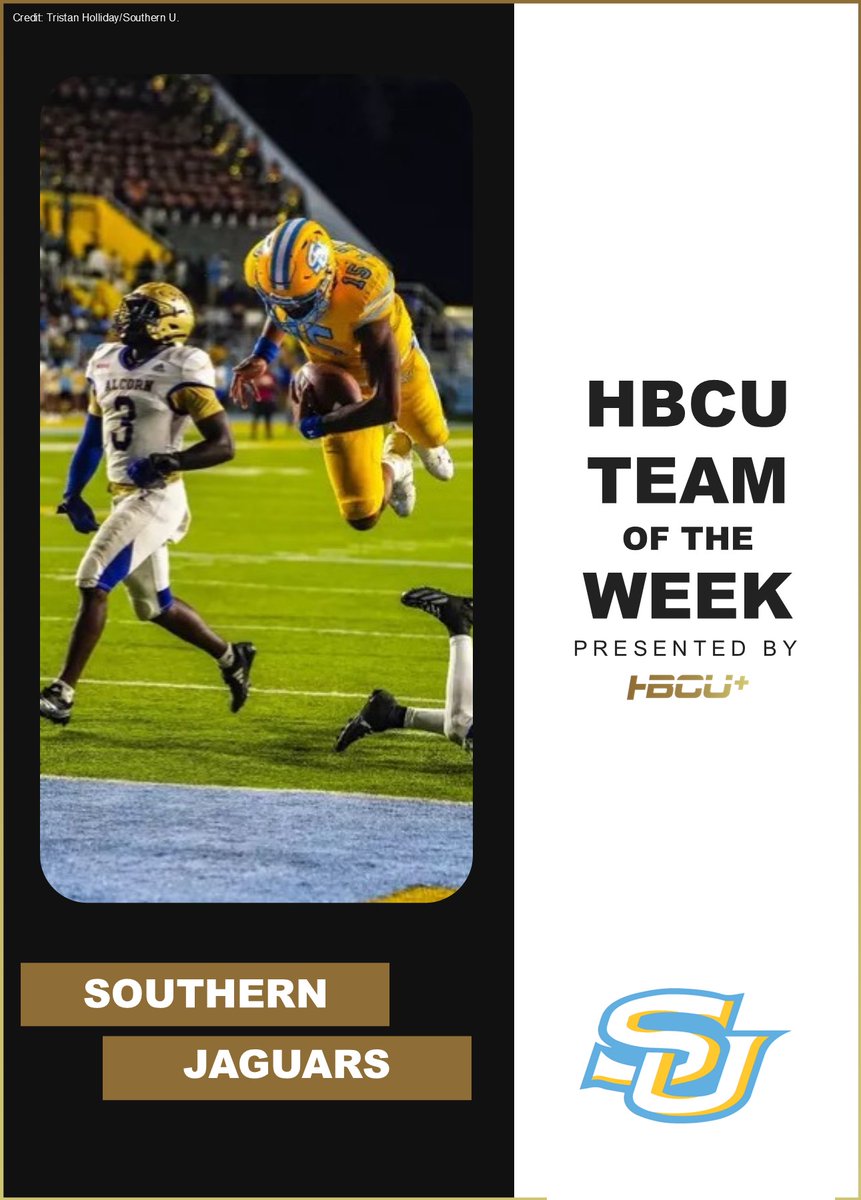 OptaAnalystFCS's tweet photo. HBCU+ FCS National Team of the Week

Congratulations to the Southern Jaguars.

Story: https://t.co/2SHyfCbZ4P https://t.co/cqyw9IAVkE