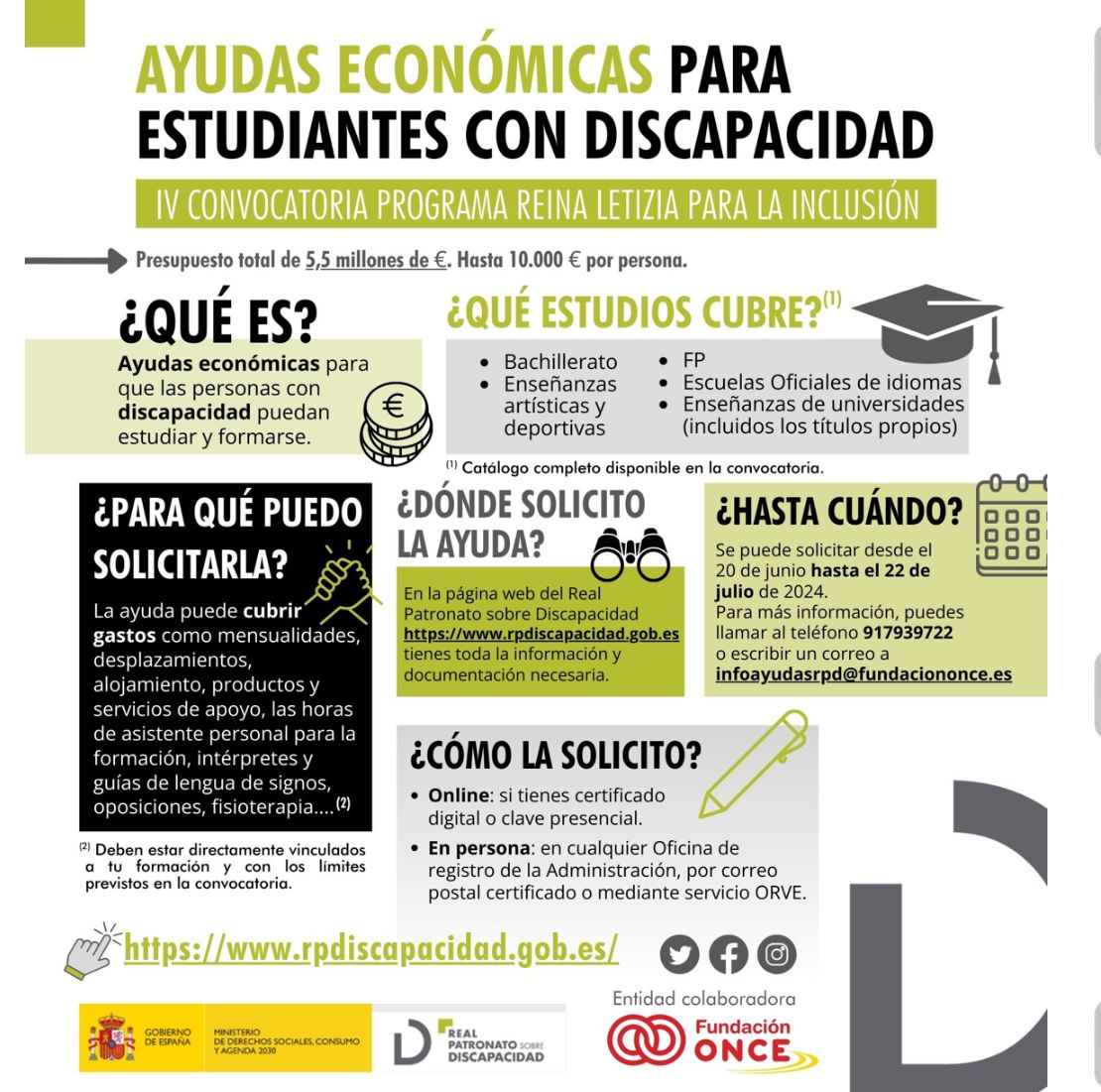 Atención a esta nueva convocatoria de ayudas para estudiantes con discapacidad!