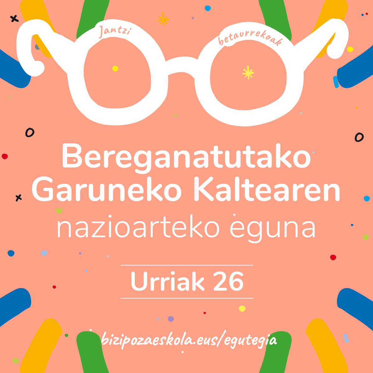 bizipoza_eus's tweet photo. Aste honetan bi data dituzu gure egutegian!
- Urriak 23: Transexualitatearen despatologizazioaren aldeko nazioarteko eguna
- Urriak 26: Bereganatutako Garuneko Kaltearen nazioarteko eguna
📲 www.BizipozaEskola.eus-en gai hauek lantzeko materialak!
#Bizipoza #Egutegia #Datak https://t.co/AI1M2ntj09