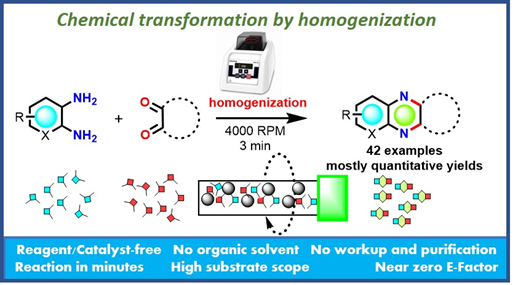 MainakGCMS's tweet photo. Cell homogenizer as a new tool for mechanochemistry- Near zero E-factor achieved for quinaxoline synthesis. For more details please see our latest article...
https://t.co/LokIS8vqNP https://t.co/7FYnCRmA9R