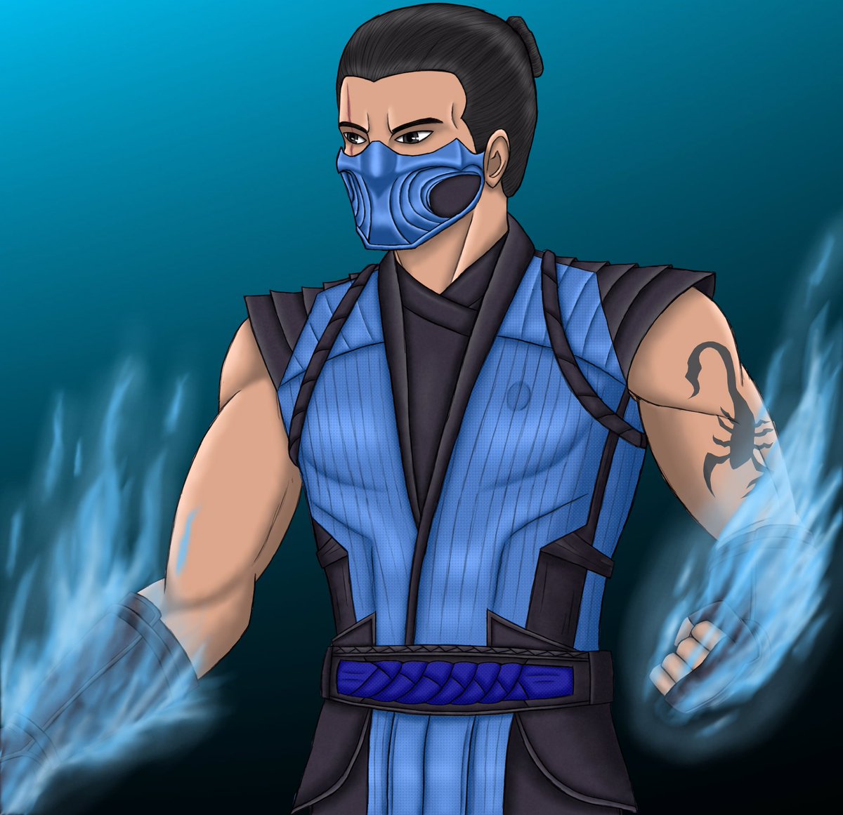 ExTitanMain's tweet photo. MK1 Scorpion with blue fire and blue attire 
#mortalkombat #Scorpion #subzero #mortalkombatart #kuailiang #mortalkombat1 #Blue #Fire #fanart #MortalKombat https://t.co/VuBouUdI6a