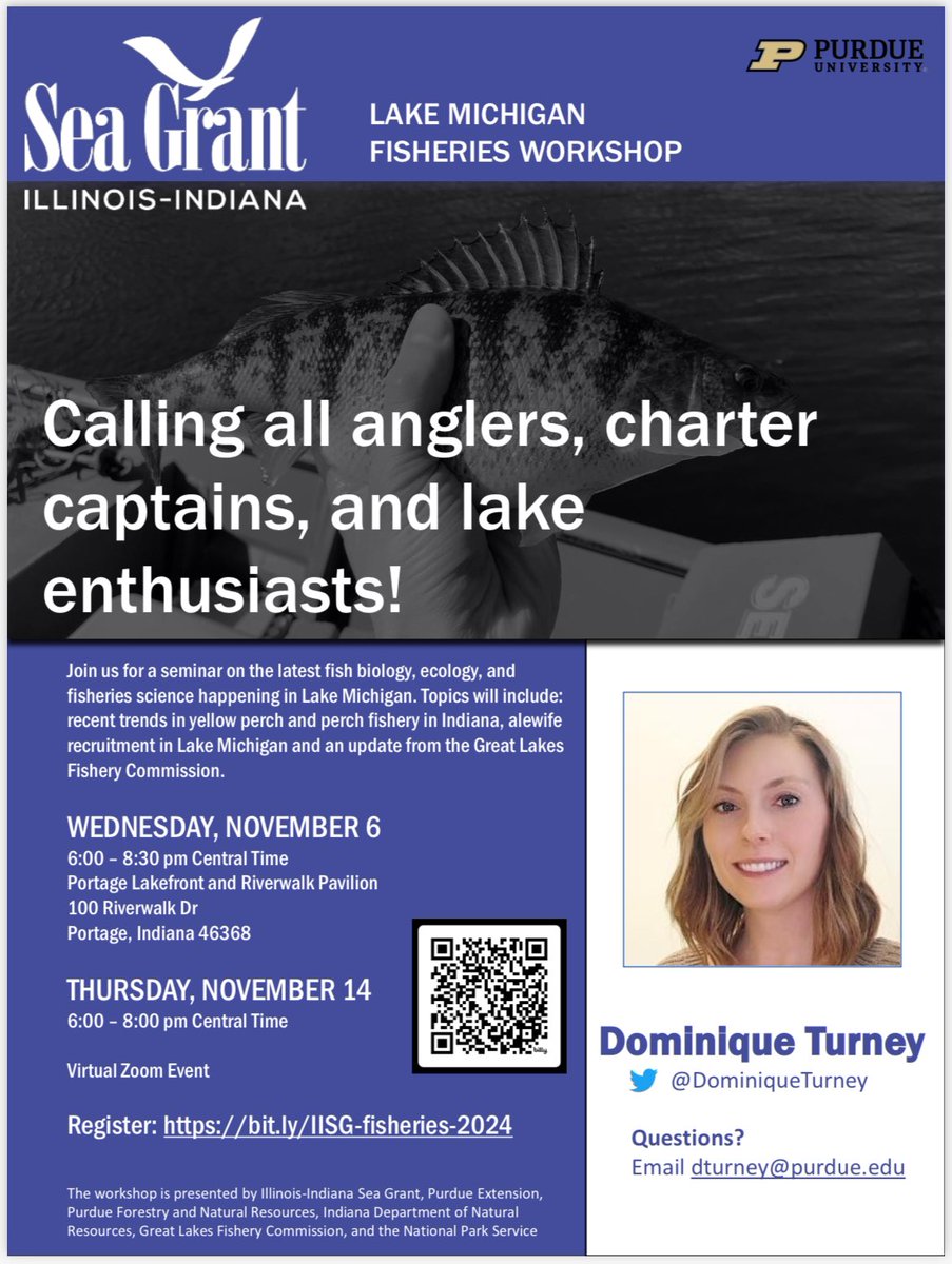 Join us November 6th and November 14th for seminars on the latest fish biology, ecology, and fisheries science happening in Lake Michigan. Learn more &amp; register at the link in bio.