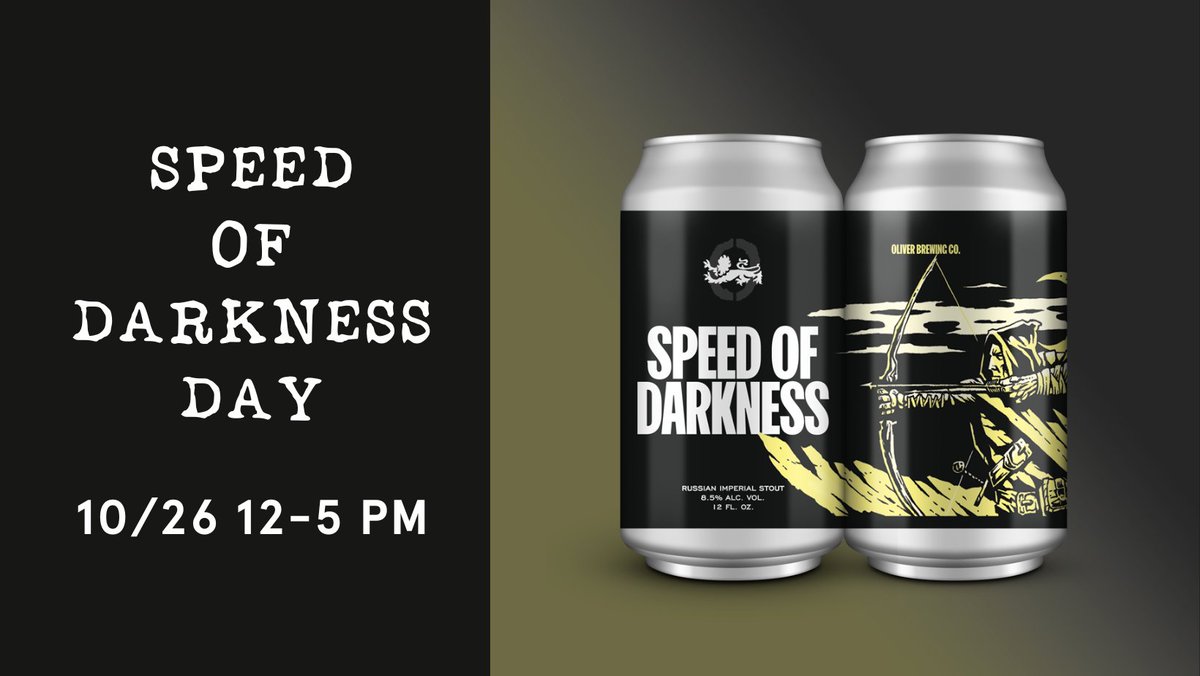 Speed of Darkness Day is coming: ow.ly/pCvg50TPHFJ. #oliverbrewingco #mdbeer #drinklocal #baltimore #charmcity #bmore #mybmore