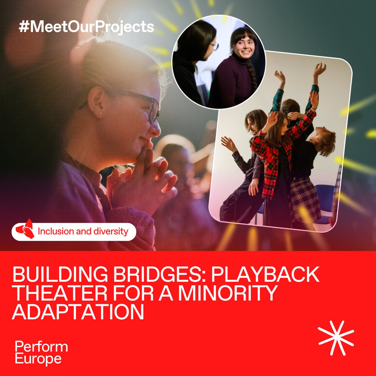 Perform Europe (@performeurope) on Twitter photo #MeetOurProjects
Building Bridges – Theatrical playback groups unite to perform Echoes of Identity, where the audience shares stories related to identity, migration and discrimination, which are then transformed into theatrical pieces.
Touring in🇩🇪🇱🇹🇺🇦
cutt.ly/deSDW02J #MeetOurProjects
Building Bridges – Theatrical playback groups unite to perform Echoes of Identity, where the audience shares stories related to identity, migration and discrimination, which are then transformed into theatrical pieces.
Touring in🇩🇪🇱🇹🇺🇦
cutt.ly/deSDW02J