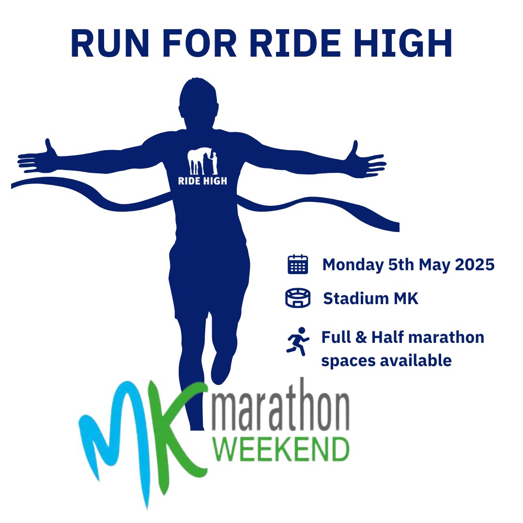 🏃‍♀️🏃‍♂️Grab your running shoes and run for <a href="/RideHighMK/">Ride High</a> ! 🏃‍♂️🏃‍♀️
The charity has free places available for full &amp; half marathon runners for the MK Marathon event on Monday 6 May 2025.

Visit ridehigh.org/mkmarathon for details.

#charitymarathon #run4RideHigh