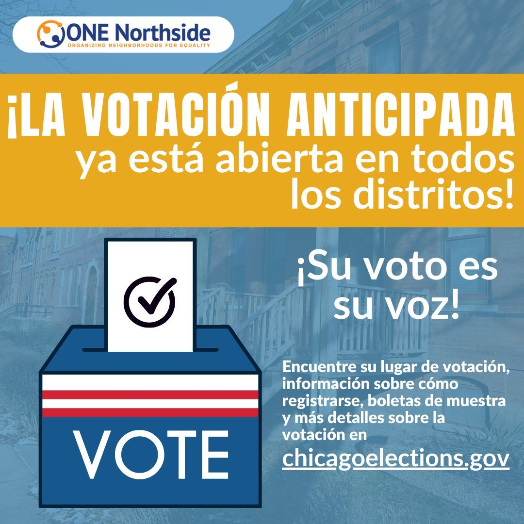 Get out and vote! Early voting is now available in all wards through Election Day on November 5. Every voice and every vote matters, and our collective action at the voting booth is truly powerful! Find your polling place and more info about voting at chicagoelections.gov.
