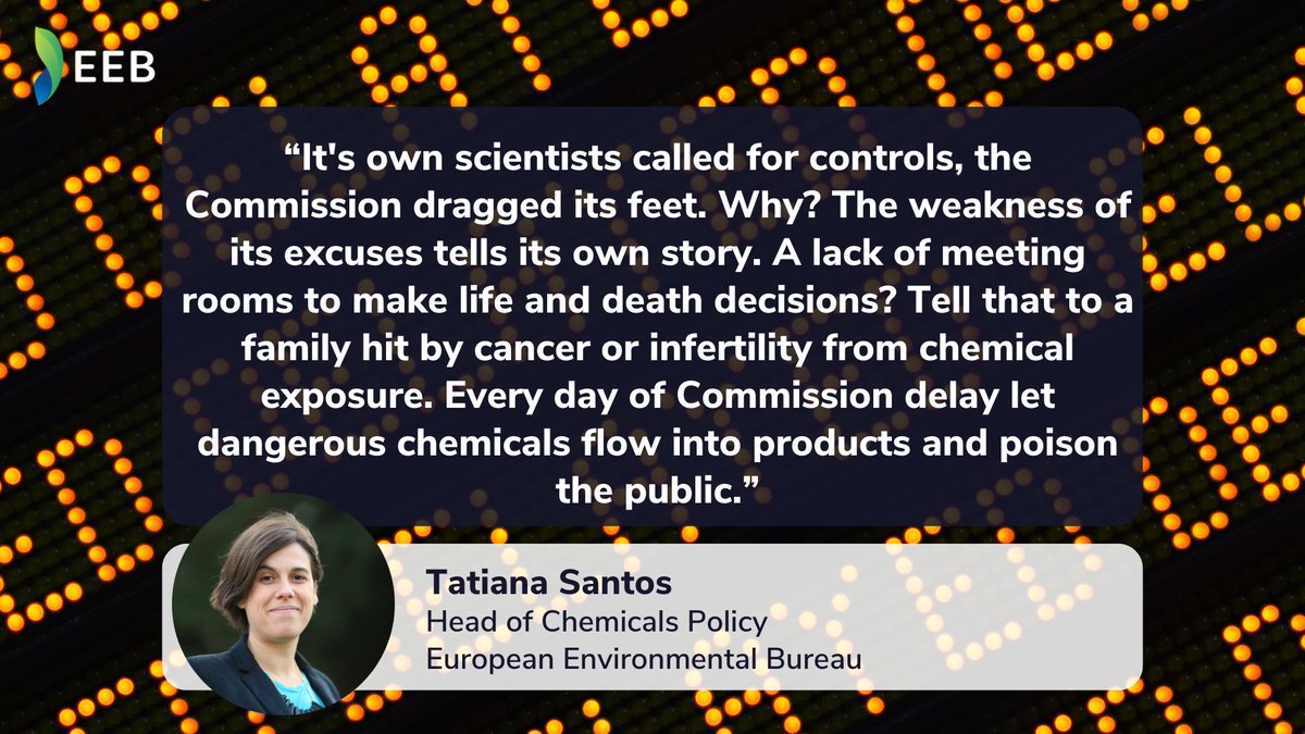 European Environmental Bureau (@green_europe) on Twitter photo 🚨 Our report first raised alarm about EU delays & triggered <a href="/EUombudsman/">European Ombudsman</a> enquiry.
Findings:
❌ 3 weeks are enough for market authorisation of new chemicals
❌ A decade is needed to understand their dangers
❌ Another decade is needed ban dangerous ones
eeb.org/need-for-speed… 🚨 Our report first raised alarm about EU delays & triggered <a href="/EUombudsman/">European Ombudsman</a> enquiry.
Findings:
❌ 3 weeks are enough for market authorisation of new chemicals
❌ A decade is needed to understand their dangers
❌ Another decade is needed ban dangerous ones
eeb.org/need-for-speed…