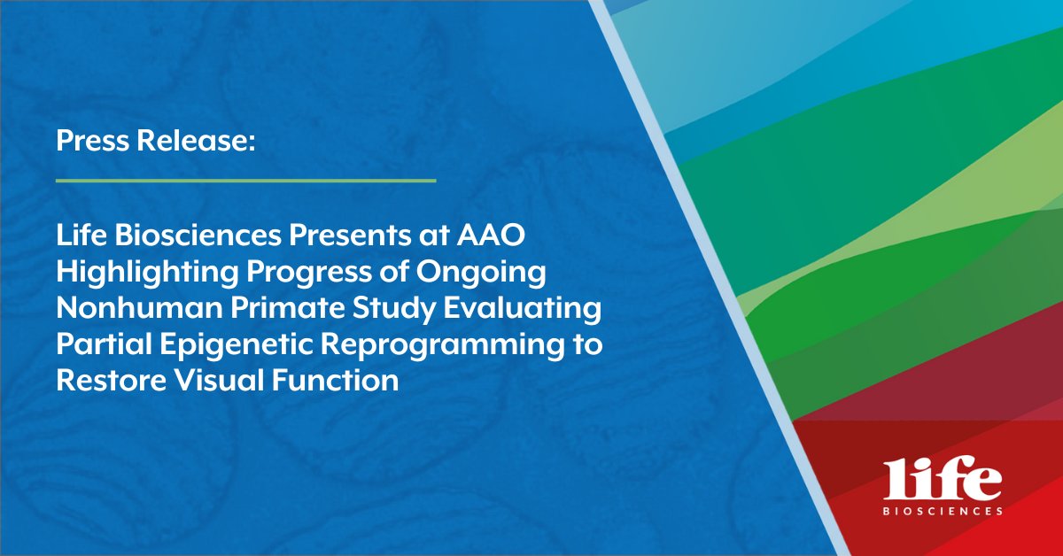 lifebiosciences's tweet image. Today, we announced data shared at #AAO highlighting the ongoing progress of our partial #EpigeneticReprogramming platform to restore visual function in a model of #NAION. Results replicate &amp;amp; expand our knowledge about the potential of ER-100. Read here: bit.ly/3Yxw17h