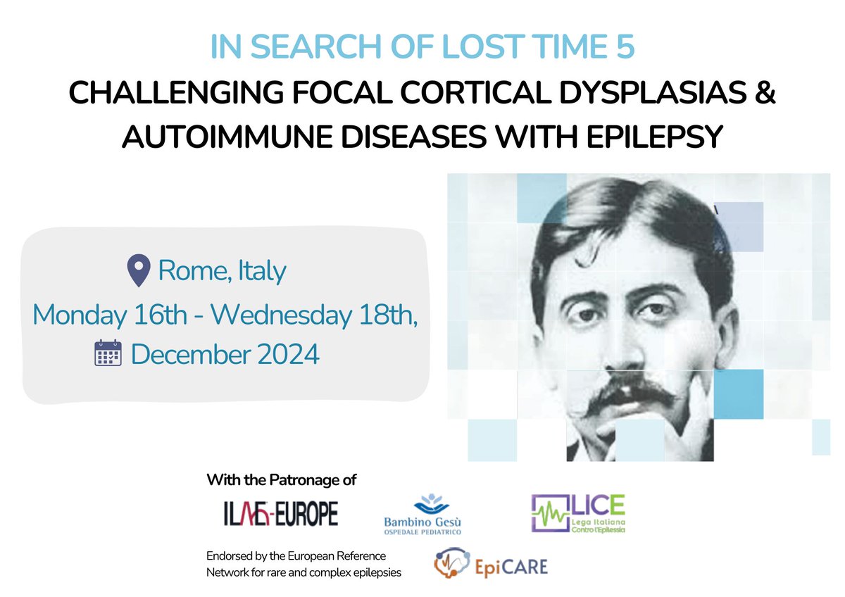 📅 Rome is calling! From December 16th to 18th, 2024, join us for the 5th edition of the "In Search of Lost Time" Workshop. epi-care.eu/wp-content/upl…

📝 Don’t miss out—register today! Special registration rates available for EpiCARE members.  iscrizioni.ptsroma.it/cmsweb/Login.a…

#epicare