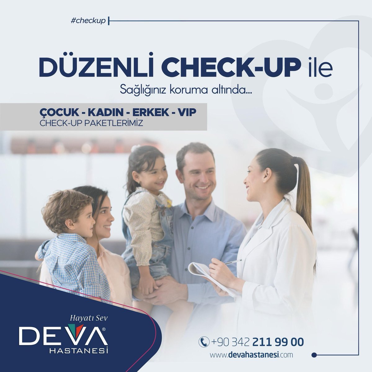 Erken teşhis ve önleyici sağlık kontrolleri için çocuk, kadın, erkek ve VIP check-up paketlerimizle sağlığınızı korumanız mümkün. Sağlık, ihmale gelmez; düzenli kontrollerle sevdiklerinizi ve kendinizi güvence altına alın.

#checkup