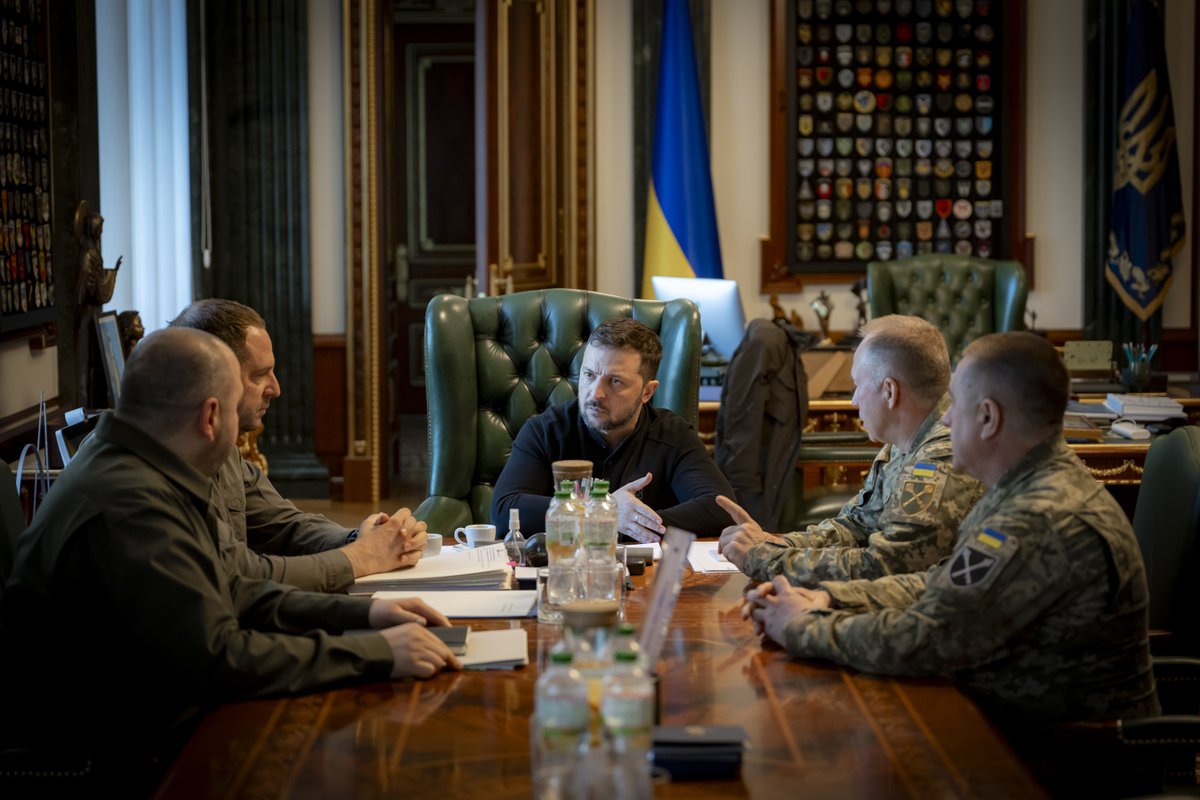 We held a meeting with Minister of Defense Rustem Umerov, Commander-in-Chief Oleksandr Syrskyi, and Chief of the General Staff Anatoliy Barhylevych. Our primary focus was the frontline—military objectives and steps for the near future, including everything necessary for our