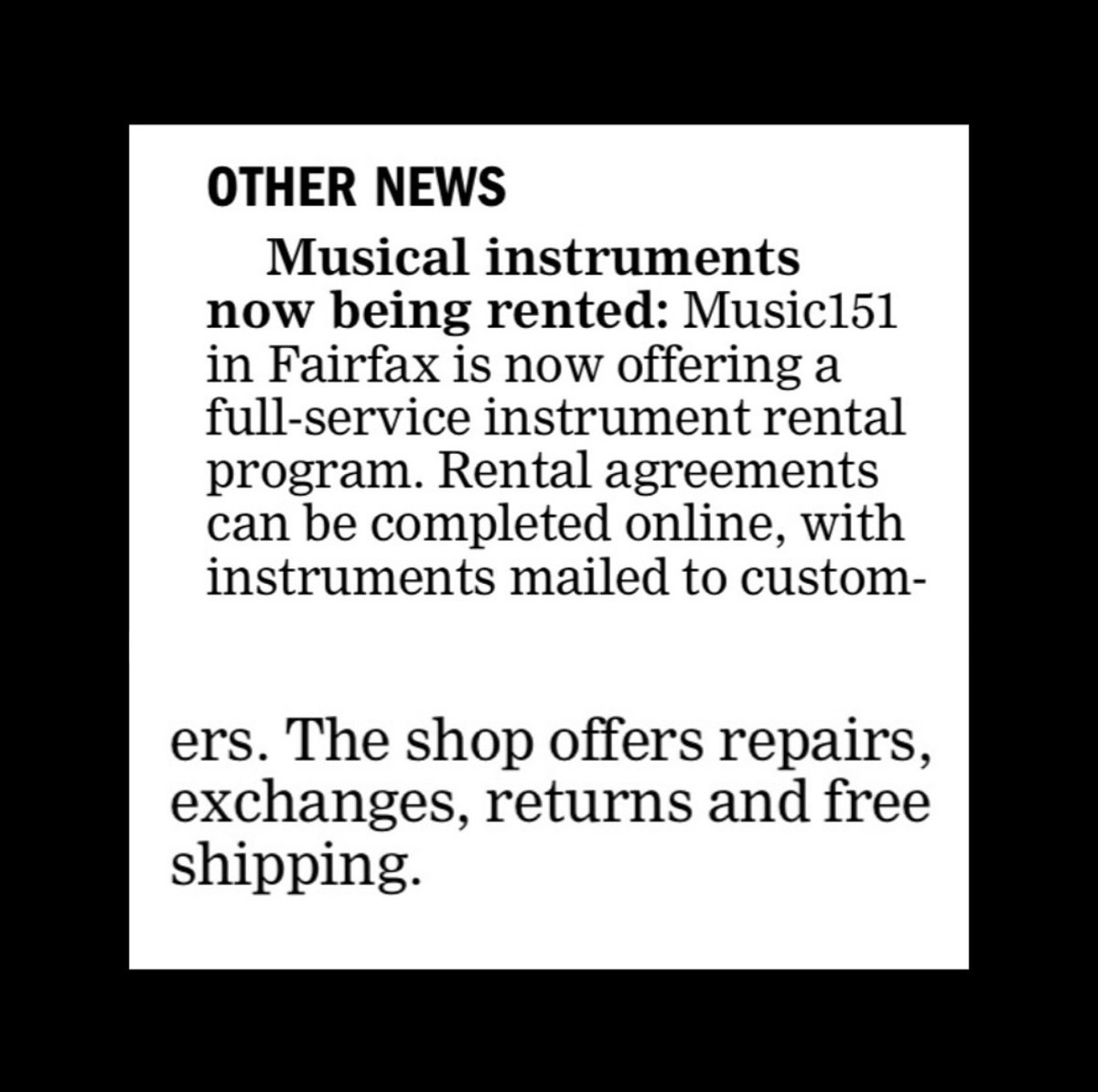fpmusicacademy's tweet photo. You might have seen us in the Gazette recently! Thank you to The Gazette for featuring Music151 and our new instrument rental program! https://t.co/Qw64DCJzfZ