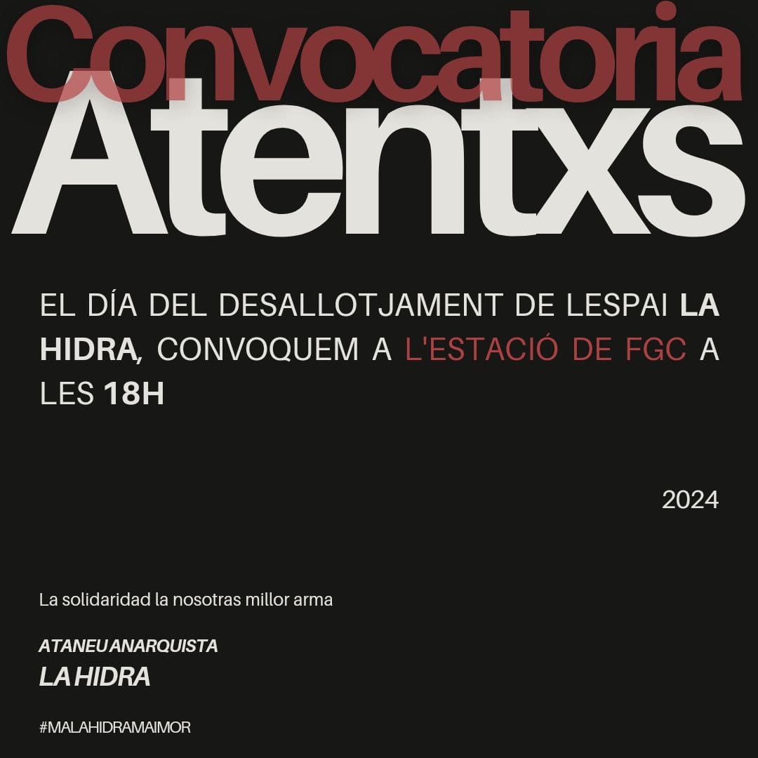 Avui és la Hidra i demà podries ser tu, perquè l'especulació amb el dret a l'habitatge ens afecta a totes.

#rubicity ens veiem avui a les 18h per fer suport a les companyes!