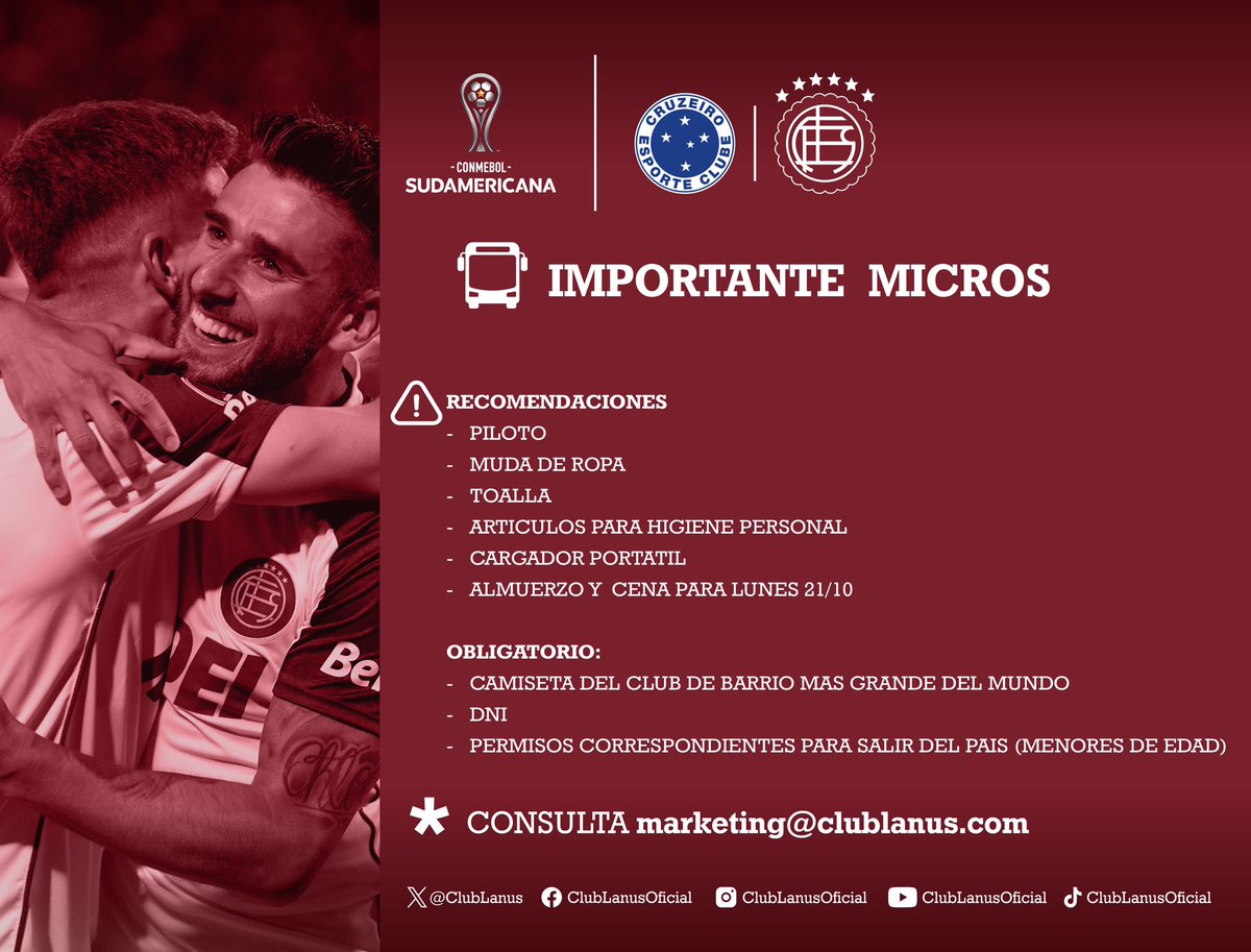 fortalezagrana's tweet photo. 🇱🇻 ¡Empieza la cuenta regresiva! Hoy salen los micros que van #ABrasilConElGrana 🇧🇷

⚠️ Recomendaciones del @clublanus y lo que es obligatorio llevar: ¡La camiseta del Club de Barrio más grande del Mundo! https://t.co/cSBQd0tqy7