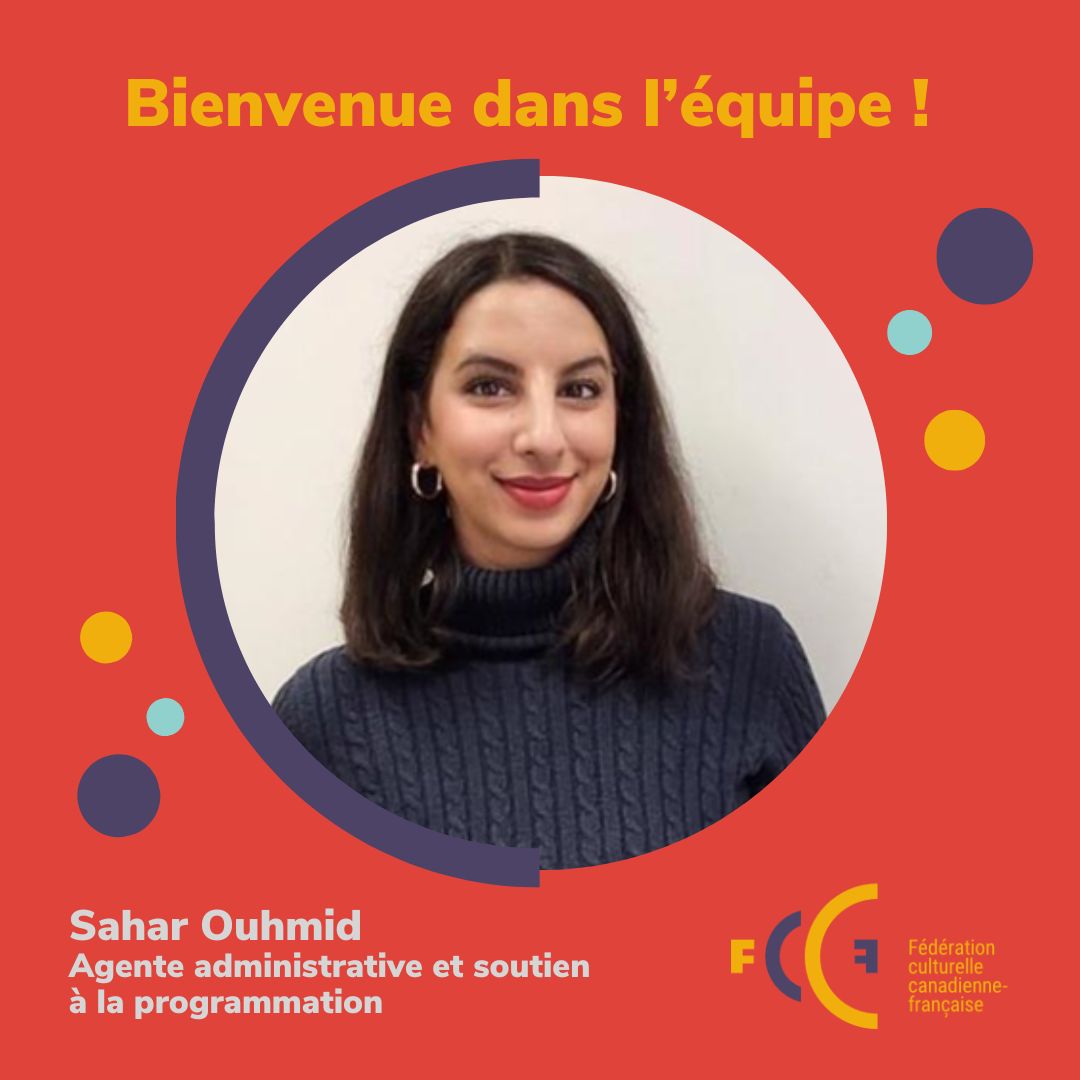 Bienvenue à Sahar Ouhmid dans l’équipe!🌟Agente administrative et soutien à la programmation, Sahar travaillera sur les projets PassepART et ImmersART. « Je suis enthousiaste à l’idée de participer à des projets qui soutiennent la vitalité des communautés francophones du pays. »