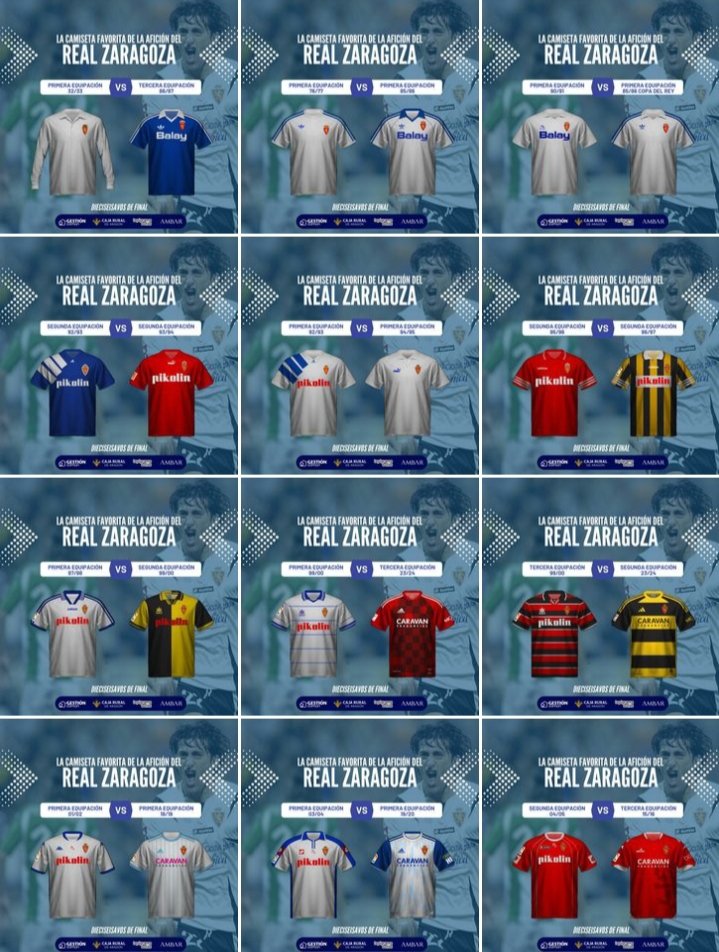 CAMISETAS_SC's tweet image. ¡Ha comenzado la competición!
Elige tus camisetas favoritas del @RealZaragoza a través del perfil en Instagram de @hoy_aragon 
Las votaciones de los dieciseisavos de final serán hasta mañana día 22 a las 22:00h.
⚠️Vota aquí:
instagram.com/hoyaragon?igsh…