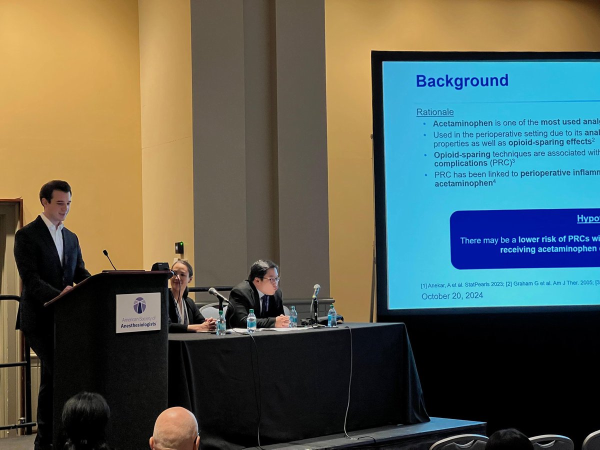Perioperative Outcomes Lab (@careoutcomeslab) on Twitter photo Lower odds of postoperative reintubation and NIV when patients receive acetaminophen - our Max Hentges presents findings from his study at the #ANES24
<a href="/HentgesMax/">Max Hentges</a> <a href="/BIDMCAnesthesia/">BIDMC Anesthesia, Critical Care and Pain Medicine</a> Lower odds of postoperative reintubation and NIV when patients receive acetaminophen - our Max Hentges presents findings from his study at the #ANES24
<a href="/HentgesMax/">Max Hentges</a> <a href="/BIDMCAnesthesia/">BIDMC Anesthesia, Critical Care and Pain Medicine</a>