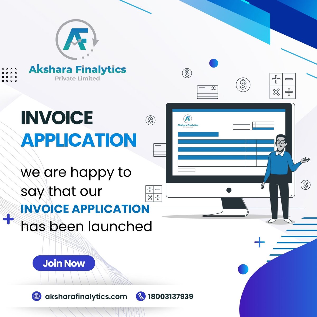 aksfinalytics's tweet photo. Good news for businesses! Our Invoice Application is now officially launched!
๐งinfo@aksharafinalytics.com
๐18003137939
๐https://t.co/vduZ8k45ki
#aksharafinalytics #aksharafinserv #FinancialServices #InvoiceApp #NewLaunch #InvoiceApplication #TCS #TDS #ESI #GST #trendingpost https://t.co/QsZMKjVgG8
