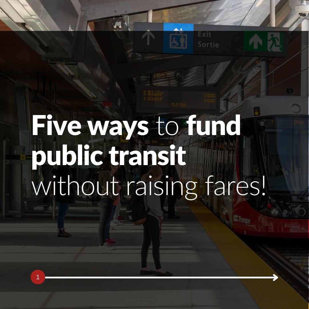 freetransitott's tweet photo. After years of neglect, OC Transpo is facing a major funding shortfall. The mayor says without federal money, the city will have no choice but to raise fares and cut service. 

That's false. There are many other ways to fund better transit.🧵 https://t.co/y9HKCYNXK9