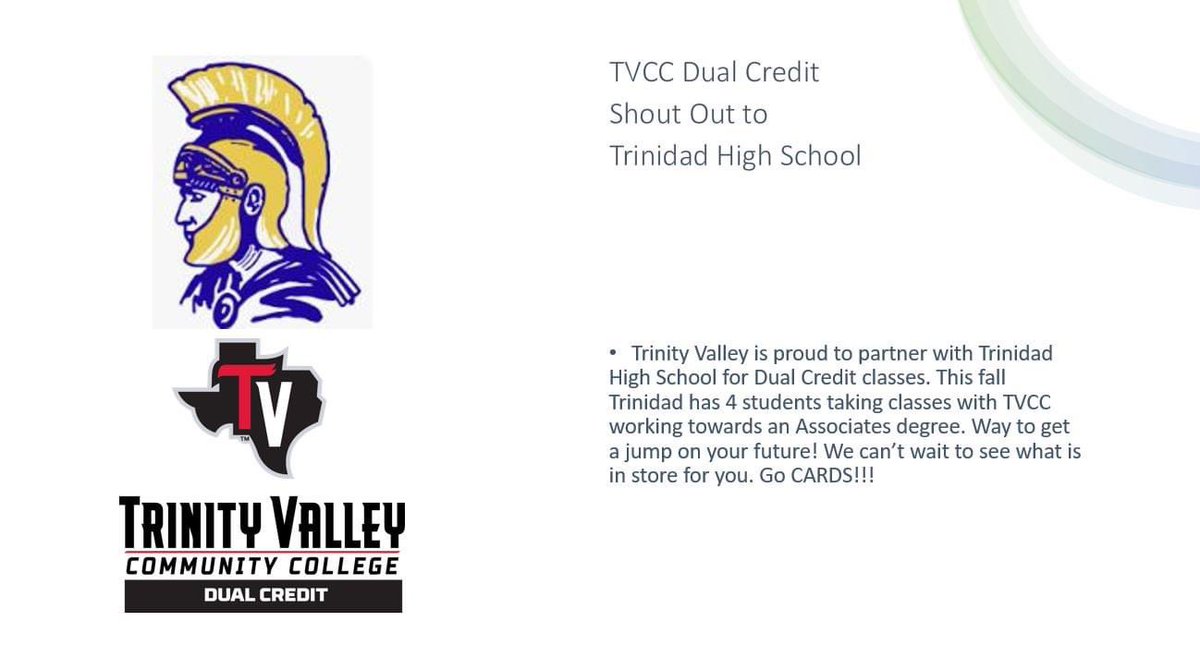 Dual Credit is proud to partner with Trinidad High School for their students working towards Associates Degrees. Way to go!