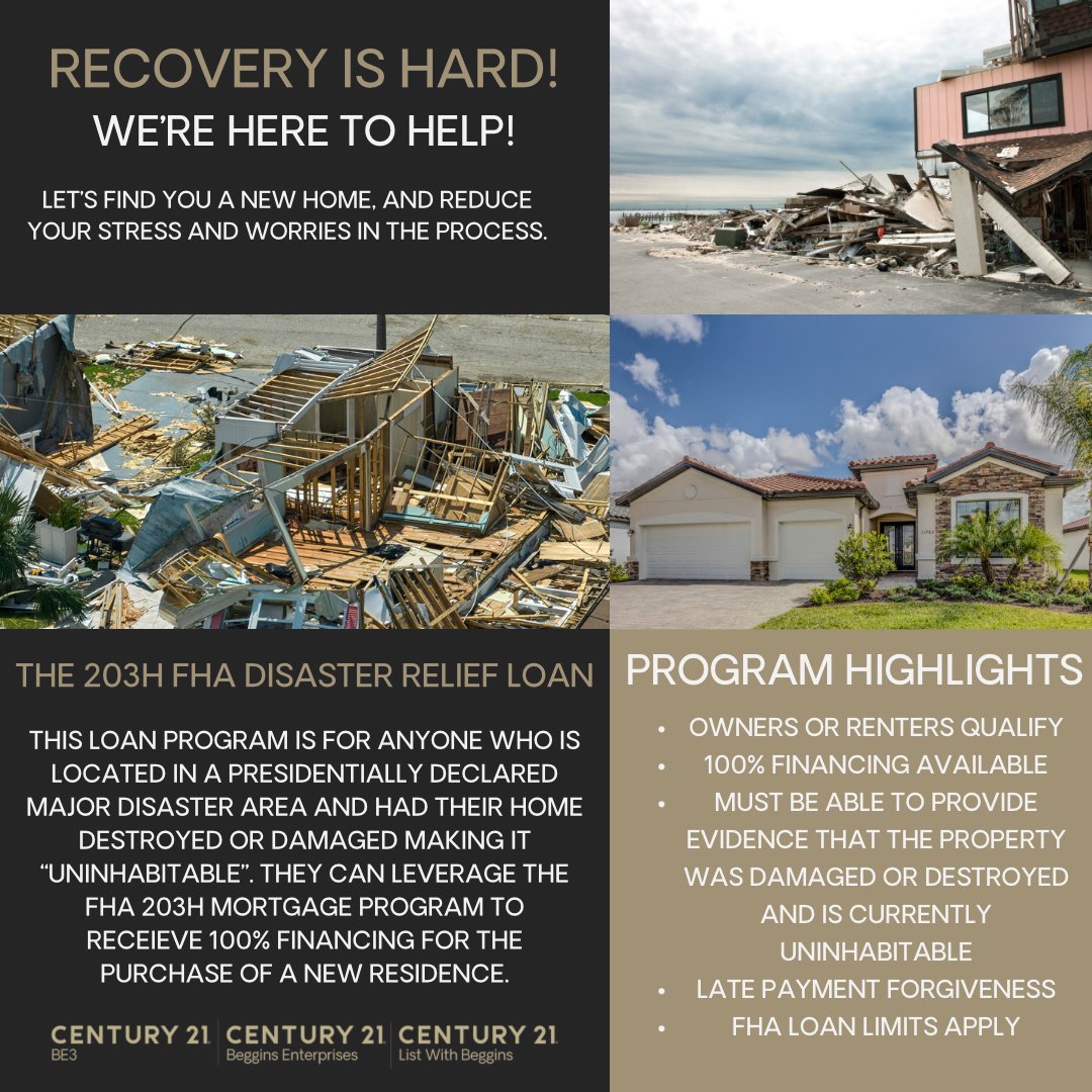 KeishaEstate's tweet photo. I know that I have many folks in my network right now that need help or know someone who needs help. I have a lender who specializes in the FHA Disaster Relief Program which is a special mortgage program that offers up to 100% financing. Reach out today to discuss in more detail. https://t.co/lYihMvuYRE