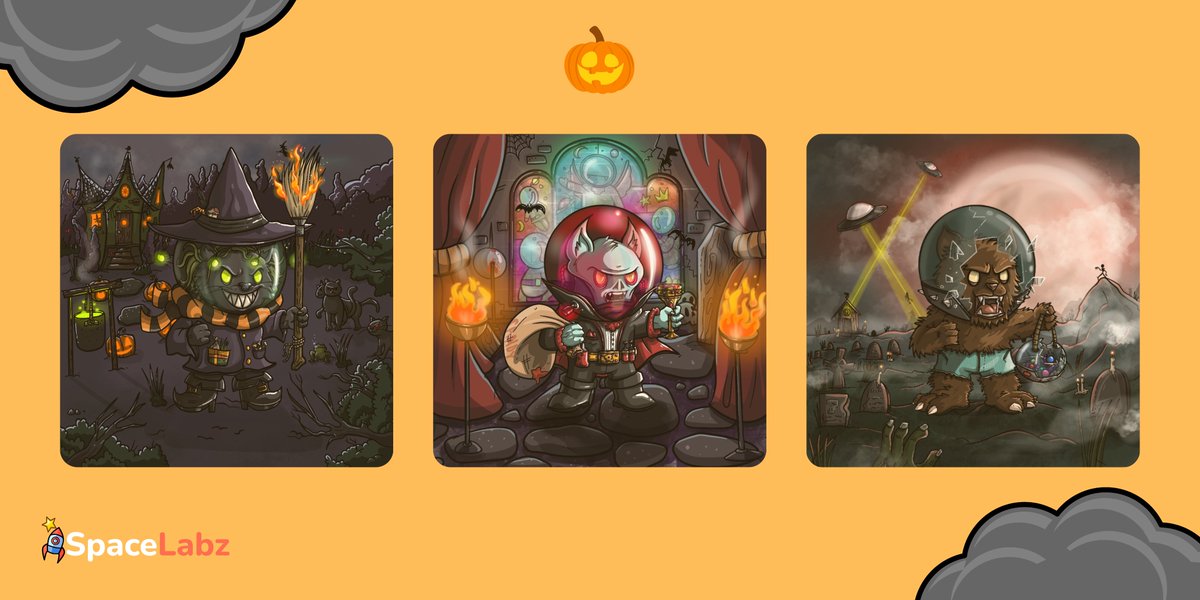 👻Right in time for Halloween!🎃

Spooky outfits by <a href="/timothysshaw/">Timothy Shaw</a> are now live in the wardrobe!

Dress up your <a href="/spacebudznft/">SpaceBudz</a> : spacelabz.co/wardrobe