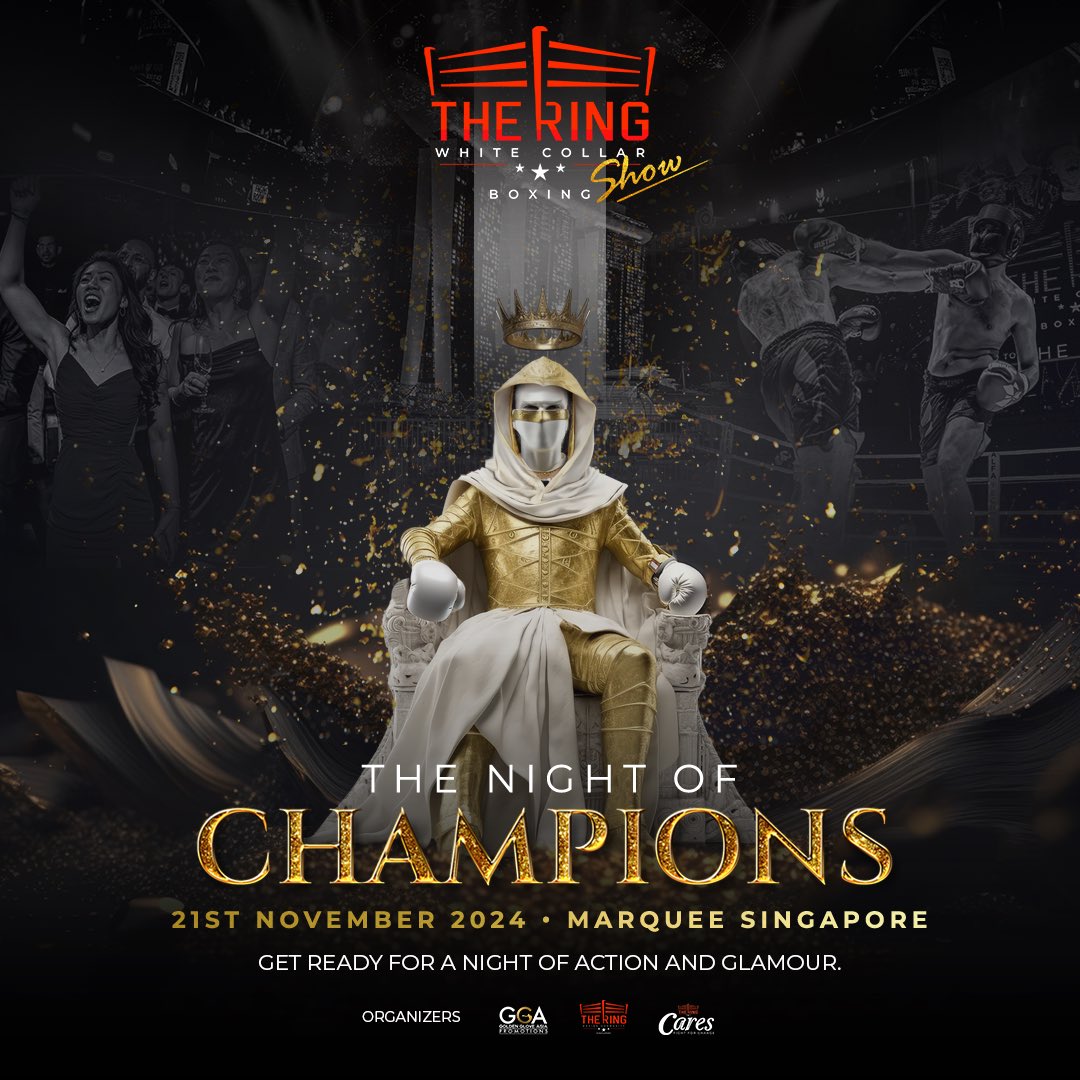 🔥🔥🔥
Join us at the White Collar Boxing show in Marina Bay Sand, Marquee nightclub on November 21st! 

thering.ticketmeta.io/event/3469e1f5…