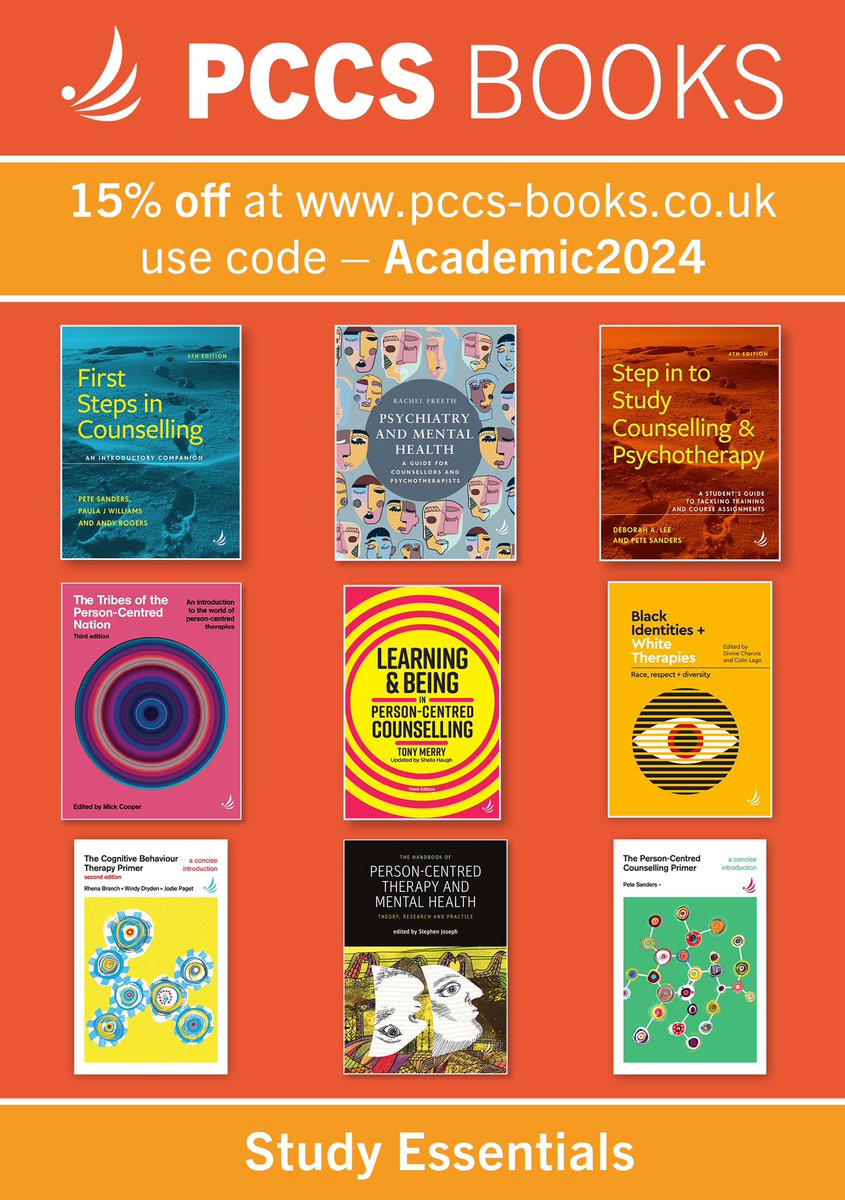 pccsbooks's tweet image. Last  10 days to get an extra 15% off our counselling textbooks at pccs-books.co.uk

Use the code Academic2024 at the checkout
Offer ends 31/10/24

#counsellingbooks #counsellingtexts #counselling #TherapistsConnect #counsellors
