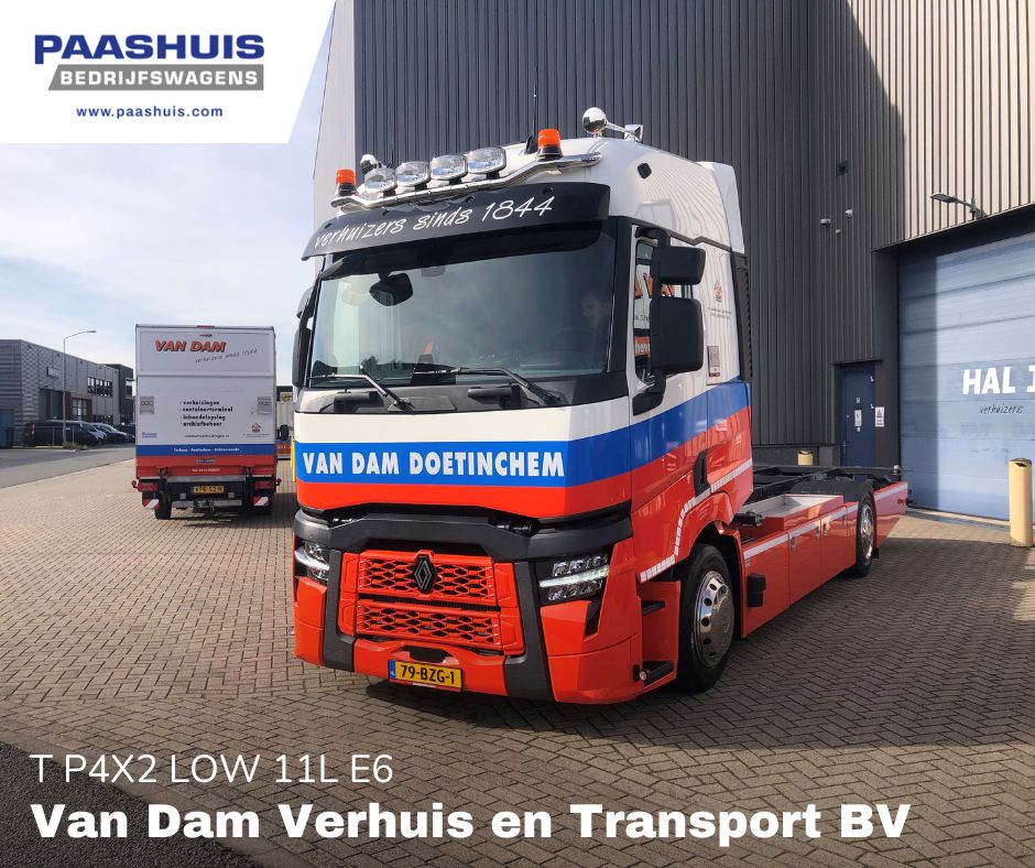 Daar is “T” dan ! 🤩🇫🇷
Afgelopen week mochten we deze Renault T P4X2 LOW 11L E6 afleveren aan Van Dam Verhuis en Transport BV te Doetinchem💪
Wij danken de firma Van Dam voor het vertrouwen en wensen hen en de chauffeur veel werkplezier toe met deze nieuwe Renault T!🤝
