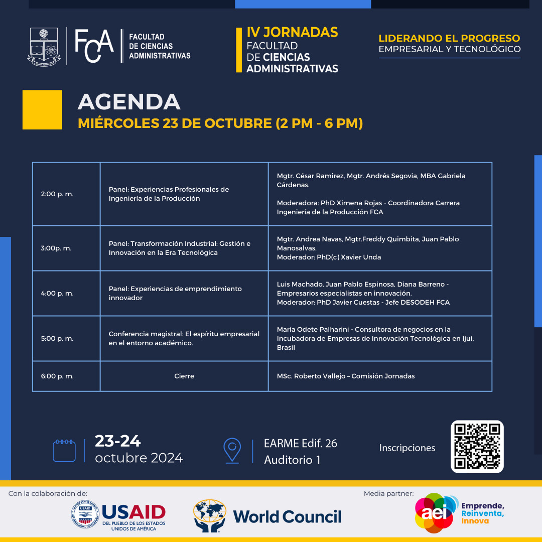 gestioncyt's tweet photo. 🎉 ¡Este miércoles y  jueves 24 de octubre no te puedes perder las #IVJornadasFCA! Conferencias magistrales, paneles sobre #EmprendimientoTecnológico y mucho más 🎓
¡Únete y aprende de los expertos! 🚀

🔗 Regístrate en el siguiente enlace: https://t.co/ipwriUpNWT https://t.co/lMmoUKhxTW